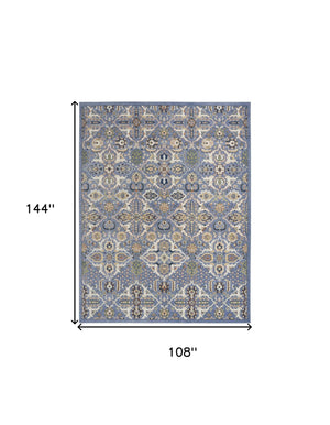 Homeroots 9' X 12' Green And Ivory Floral Power Loom Area Rug  Polypropylene 527666