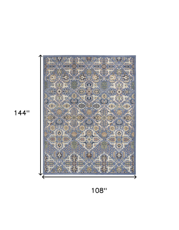 Homeroots 9' X 12' Green And Ivory Floral Power Loom Area Rug  Polypropylene 527666