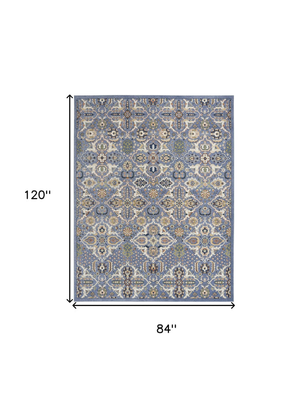 Homeroots 7' X 10' Green And Ivory Floral Power Loom Area Rug  Polypropylene 527667