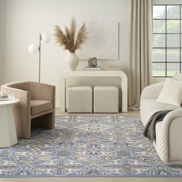 HomeRoots 8' Elegant Green and Ivory Floral Power Loom Area Rug – Timeless Style for Cozy Living Spaces 6' X 9' 527668