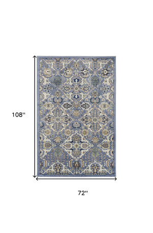 Homeroots 6' X 9' Green And Ivory Floral Power Loom Area Rug  Polypropylene 527668