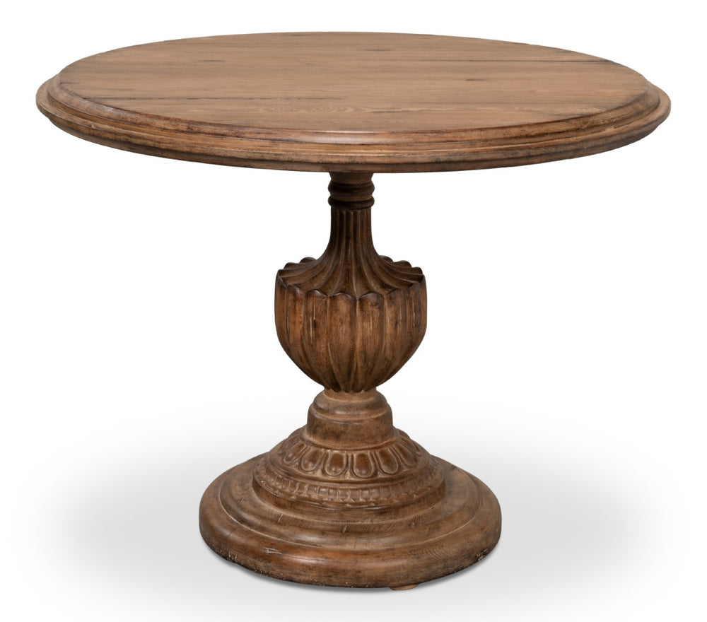 Sarreid Renaissance Pedestal Dining Table – Stylish Solid Old Reclaimed Pine For Timeless Elegance & Durability   52766