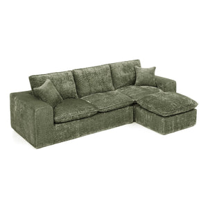 English Elm 107'' Boucle L-shaped Sectional with Reversible Chaise Deep Foam Seat Living Room Green W1413S00168