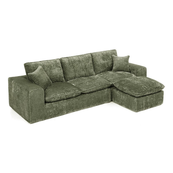 English Elm 107'' Boucle L-shaped Sectional with Reversible Chaise Deep Foam Seat Living Room Green W1413S00168