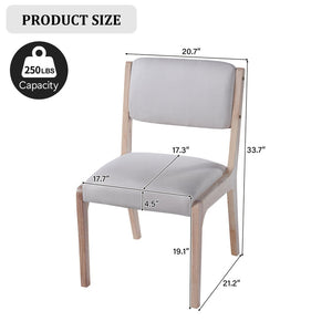 English Elm Wood Dining Chairs Set Of 2 - Modern Farmhouse Accent Chairs With Padded Seats In Beige Linen N842P300888A-GIGA