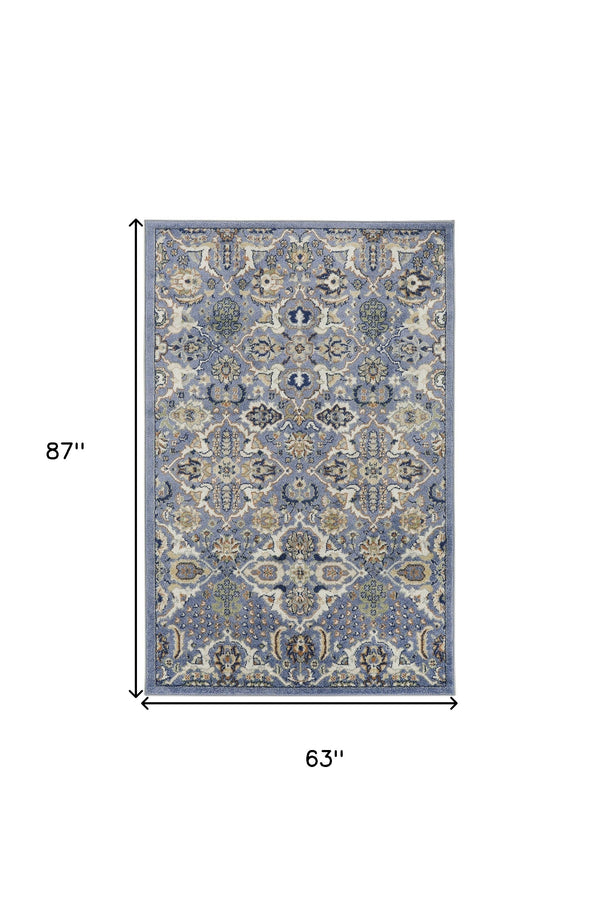 Homeroots 5' X 7' Green And Ivory Floral Power Loom Area Rug  Polypropylene 527670