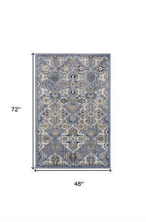 Homeroots 4' X 6' Green And Ivory Floral Power Loom Area Rug - Elegant Design For Stylish Living Spaces 4' X 6' Polypropylene 527671