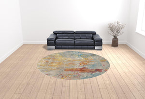 Homeroots 10' Green Round Abstract Power Loom Area Rug  Polypropylene 527672