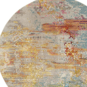 HomeRoots 12' Blue and Gray Abstract Power Loom Area Rug - Modern Design, Soft Comfort for Any Space 10' Round Round 527672