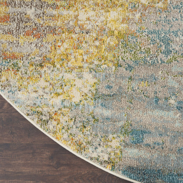 HomeRoots 12' Blue and Gray Abstract Power Loom Area Rug - Modern Design, Soft Comfort for Any Space 10' Round Round 527672
