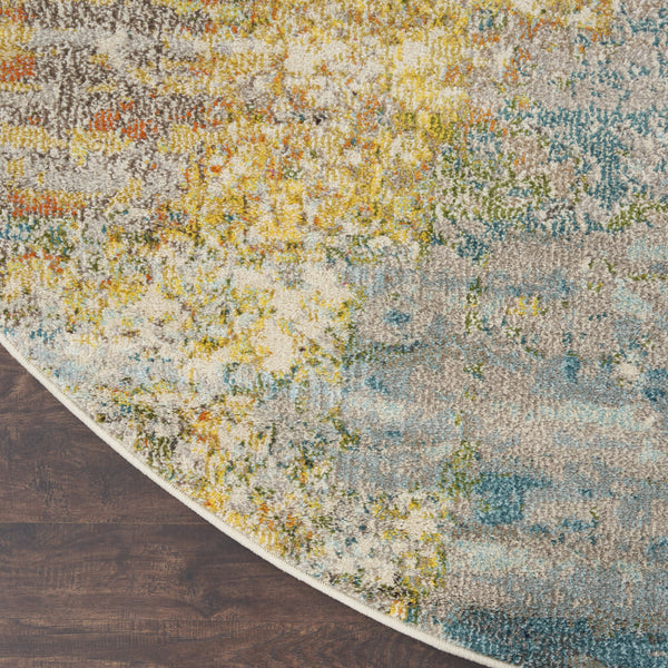 Homeroots 10' Green Round Abstract Power Loom Area Rug  Polypropylene 527672