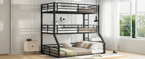 English Elm Twin Metal Triple Bunk Bed - Stylish Space-Saving Design With Safety Guardrails & Noise Reduction Features W1580S00169-GIGA
