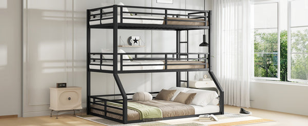 English Elm Twin Metal Triple Bunk Bed - Stylish Space-Saving Design With Safety Guardrails & Noise Reduction Features W1580S00169-GIGA