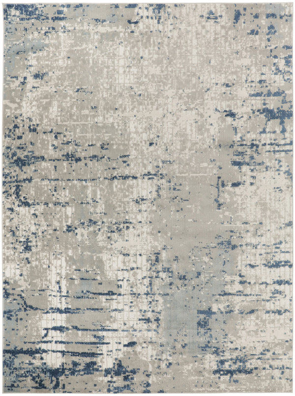 Homeroots 7' X 10' Blue And Gray Abstract Power Loom Area Rug  Polypropylene 527673