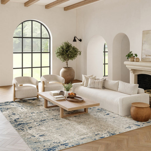 HomeRoots 6' Elegant Ivory Abstract Area Rug - Power Loomed Turkish Design for Modern Living Spaces 7' X 10' 527673