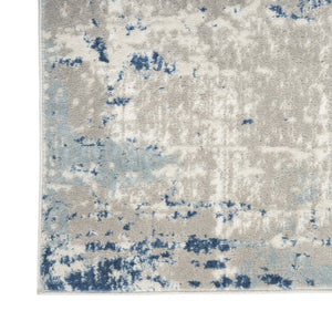 Homeroots 10' Blue And Gray Abstract Power Loom Runner Rug  Polypropylene,Polyester 527675
