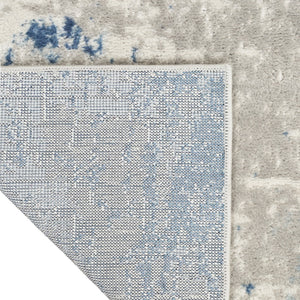 Homeroots 10' Blue And Gray Abstract Power Loom Runner Rug  Polypropylene,Polyester 527675
