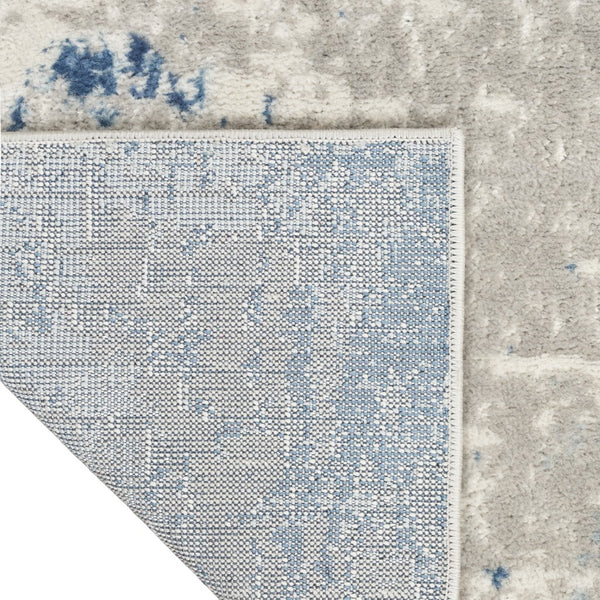 Homeroots 10' Blue And Gray Abstract Power Loom Runner Rug  Polypropylene,Polyester 527675