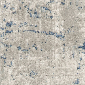 Homeroots 10' Blue And Gray Abstract Power Loom Runner Rug  Polypropylene,Polyester 527675