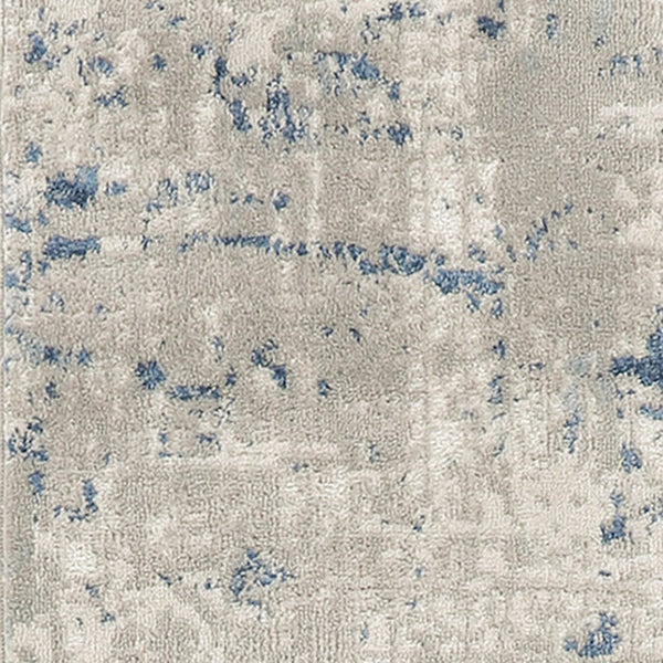 Homeroots 10' Blue And Gray Abstract Power Loom Runner Rug  Polypropylene,Polyester 527675