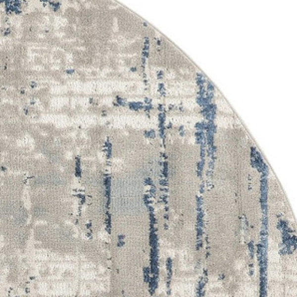 HomeRoots 8' Blue and Gray Abstract Area Rug - Modern Geometric Design for Cozy Contemporary Spaces 8' Round Round 527677