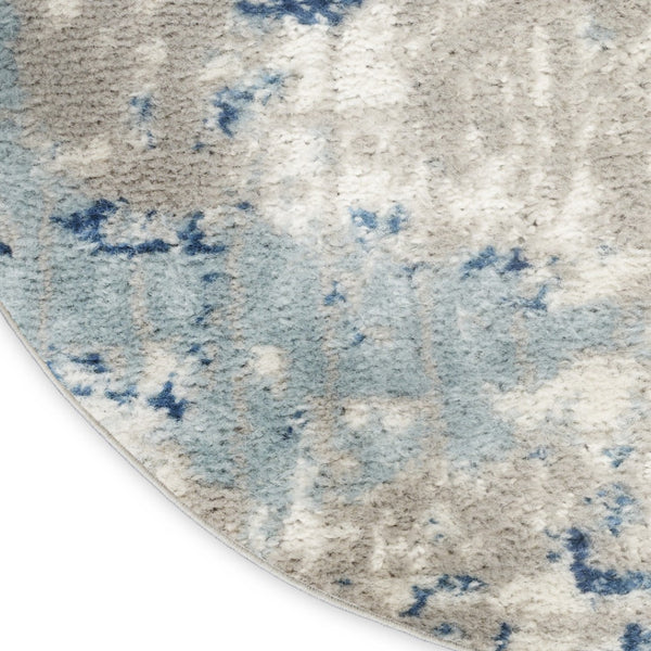 HomeRoots 8' Blue and Gray Abstract Area Rug - Modern Geometric Design for Cozy Contemporary Spaces 8' Round Round 527677