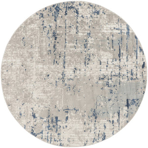 HomeRoots 8' Blue and Gray Abstract Area Rug - Modern Geometric Design for Cozy Contemporary Spaces 8' Round Round 527677