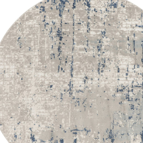 HomeRoots 8' Blue and Gray Abstract Area Rug - Modern Geometric Design for Cozy Contemporary Spaces 8' Round Round 527677
