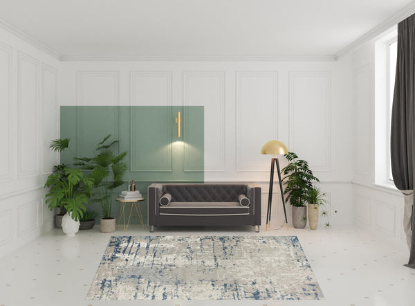 Homeroots 8' X 10' Blue And Gray Abstract Power Loom Area Rug  Polypropylene 527680