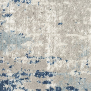 Homeroots 12' Blue And Gray Abstract Power Loom Runner Rug  Polypropylene,Polyester 527683