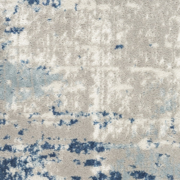 Homeroots 12' Blue And Gray Abstract Power Loom Runner Rug  Polypropylene,Polyester 527683