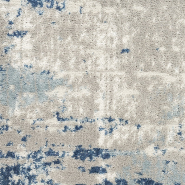 Homeroots 12' Blue And Gray Abstract Power Loom Runner Rug  Polypropylene,Polyester 527683