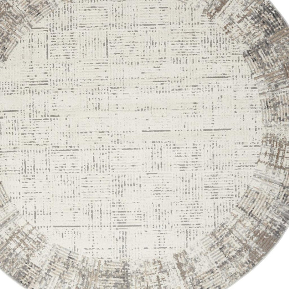 HomeRoots 5' Contemporary Gray Abstract Area Rug for Stylish Living Spaces, Soft Underfoot & Easy Care 8' Round Round 527685