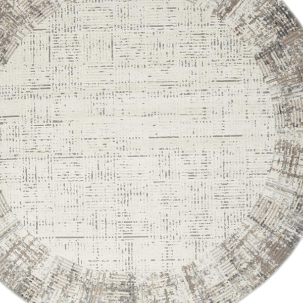 HomeRoots 5' Contemporary Gray Abstract Area Rug for Stylish Living Spaces, Soft Underfoot & Easy Care 8' Round Round 527685