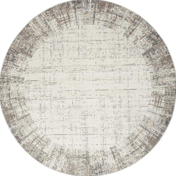 HomeRoots 5' Contemporary Gray Abstract Area Rug for Stylish Living Spaces, Soft Underfoot & Easy Care 8' Round Round 527685