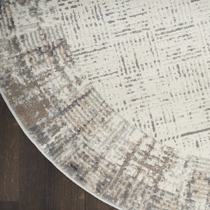 HomeRoots 5' Contemporary Gray Abstract Area Rug for Stylish Living Spaces, Soft Underfoot & Easy Care 8' Round Round 527685