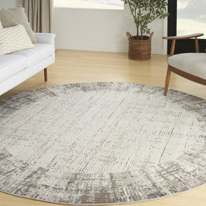 HomeRoots 5' Contemporary Gray Abstract Area Rug for Stylish Living Spaces, Soft Underfoot & Easy Care 8' Round Round 527685