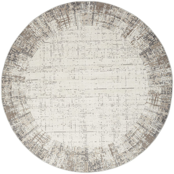 HomeRoots 5' Contemporary Gray Abstract Area Rug for Stylish Living Spaces, Soft Underfoot & Easy Care 8' Round Round 527685