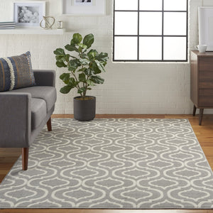 HomeRoots 6' Elegant Gray Moroccan Area Rug - Durable, Power-Loomed Design for Modern and Traditional Spaces 6' X 9' Rectangle 527688