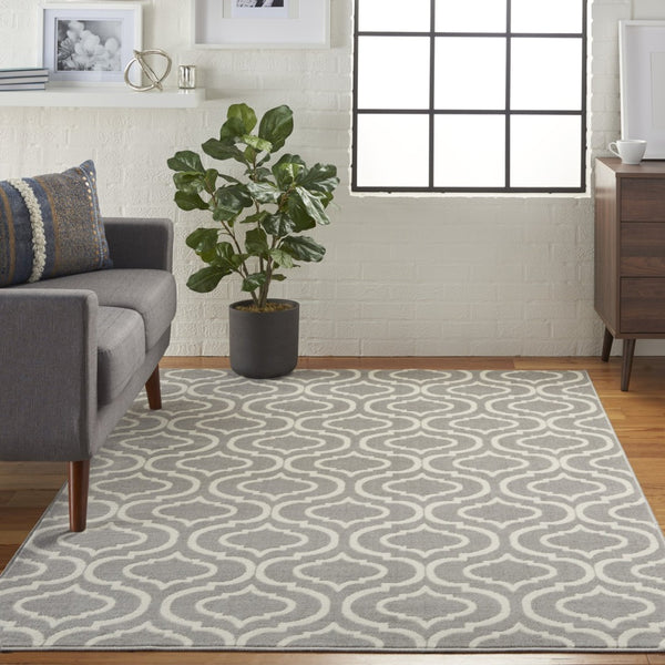 HomeRoots 6' Elegant Gray Moroccan Area Rug - Durable, Power-Loomed Design for Modern and Traditional Spaces 6' X 9' Rectangle 527688