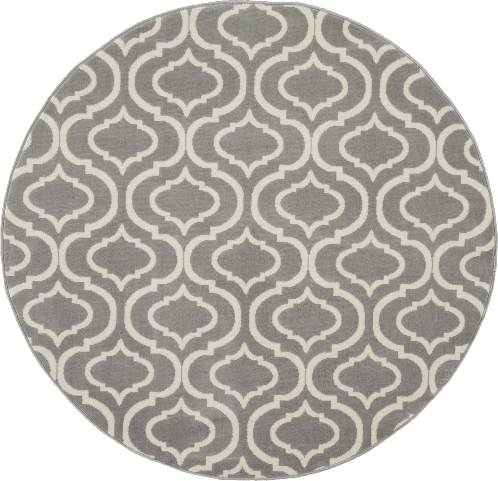 Homeroots 5' Gray Round Moroccan Power Loom Area Rug  Polypropylene 527690