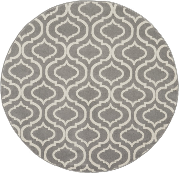 Homeroots 5' Gray Round Moroccan Power Loom Area Rug  Polypropylene 527690