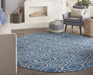 HomeRoots 8' Gray Round Moroccan Area Rug - Stylish Power Loomed Design for Modern and Traditional Spaces 8' Round Round 527693
