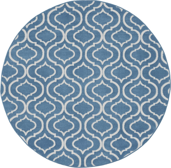 Homeroots 5' Gray Round Moroccan Power Loom Area Rug  Polypropylene 527695