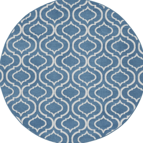 Homeroots 5' Gray Round Moroccan Power Loom Area Rug  Polypropylene 527695