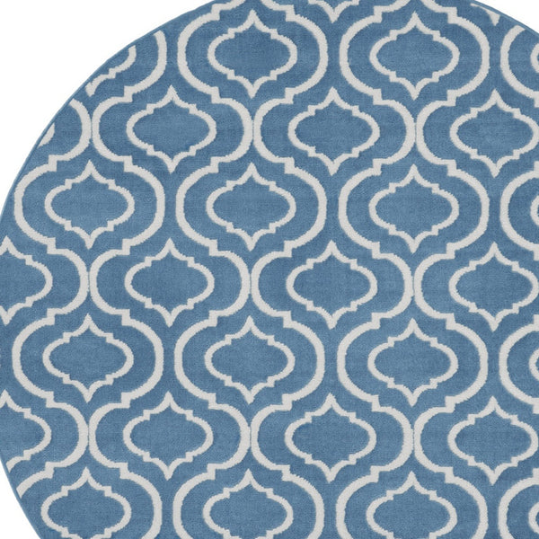 Homeroots 5' Gray Round Moroccan Power Loom Area Rug  Polypropylene 527695
