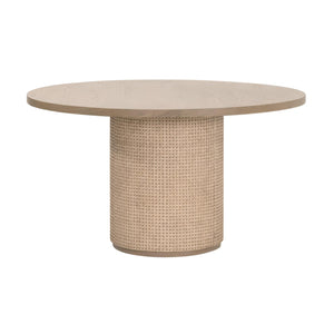Essentials for Living Cannes Round Pedestal Dining Table Solid Oak Cane Detail Seats Four Modern Elegant 5277.NAT-OAK
