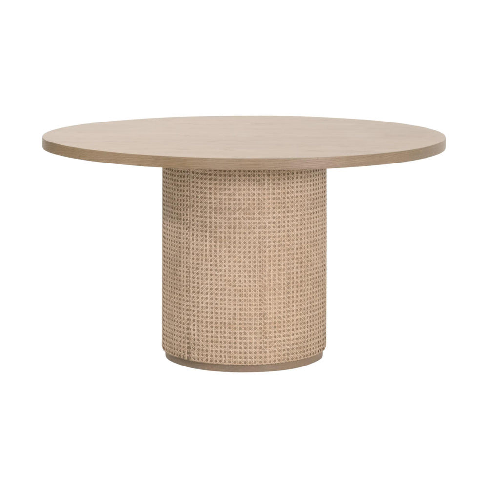 Essentials for Living Cannes Round Pedestal Dining Table Solid Oak Cane Detail Seats Four Modern Elegant 5277.NAT-OAK