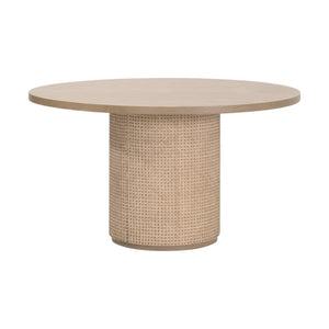 Essentials for Living Cannes Round Pedestal Dining Table Solid Oak Cane Detail Seats Four Modern Elegant 5277.NAT-OAK