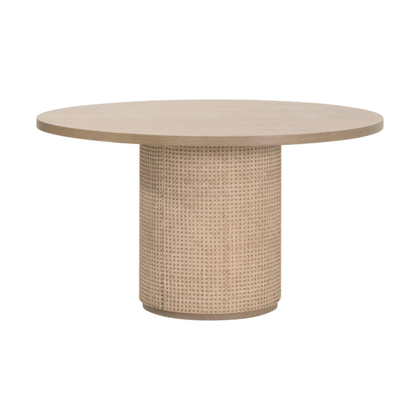 Essentials for Living Cannes Round Pedestal Dining Table Solid Oak Cane Detail Seats Four Modern Elegant 5277.NAT-OAK